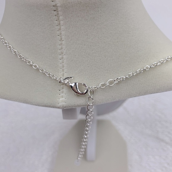 Silver NRQ Necklace & Pendant Pink ribbon & heart gems Breast Cancer Round New - Picture 5 of 13